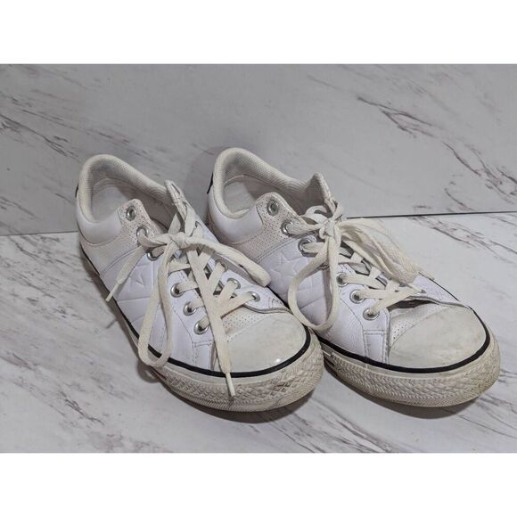 Converse Men's 10.5 White Leather Low Top Retro Style Sneaker - Picture 4 of 11